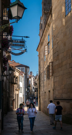 Street view in the city of Santiago de Compostela, Spainのeditorial素材