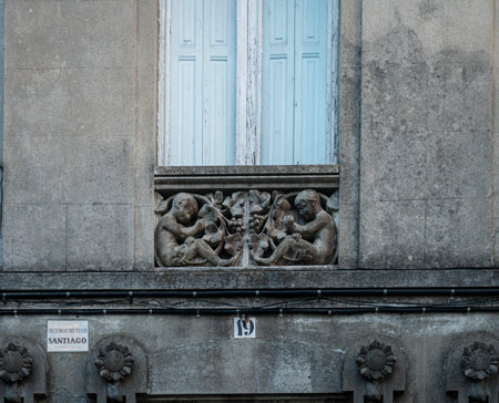 Ornate building facade in the city of Santiago de Compostela, Spainのeditorial素材