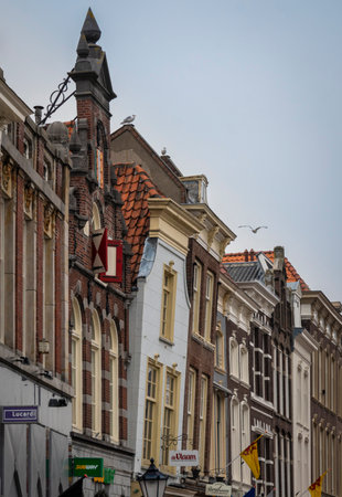 Building facades in the city of Gouda, Netherlandsのeditorial素材