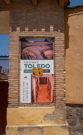 Toledo, Spain, July 2020 - Poster outside the bullring in the city of Toledo, Spainのeditorial素材