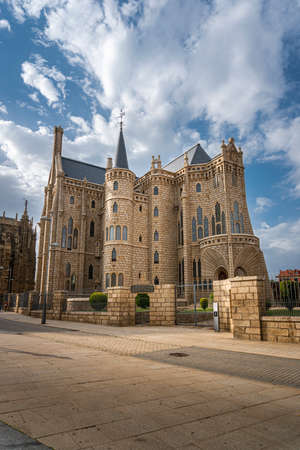 Astorga, Spain, July 2020 - View of the Episcopal Palace in the city of Astorga, Spainのeditorial素材