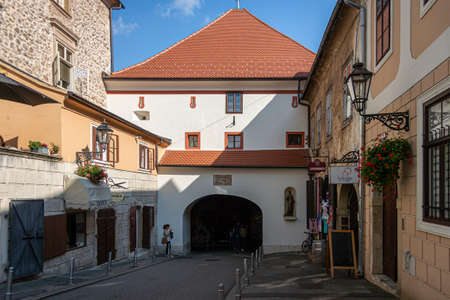 Facade of historic buildings in the city of Zagreb, Croatiaのeditorial素材