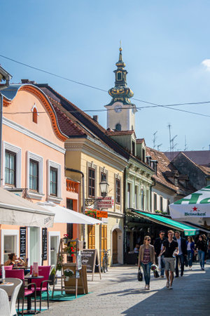 Street view of the city of Zagreb in Croatiaのeditorial素材