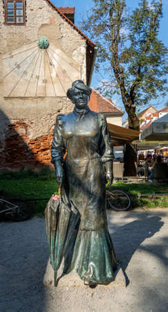 Statue of writer Marija JuriÄ Zagorka in the city of Zagreb, Croatiaのeditorial素材
