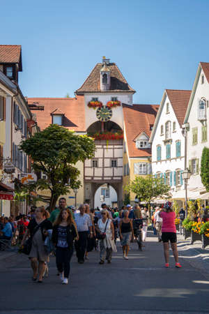 Meersburg, Germany, September 2016 - Historic buildings in the city of Meersburg, Germanyのeditorial素材