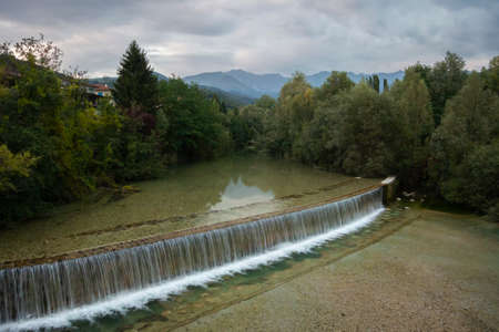 The River Torre in the city of Tarcento, in the Udine Province, Italyの写真素材