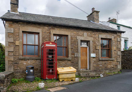 Facade of the library building in the village of Dent, Cumbria, UKのeditorial素材
