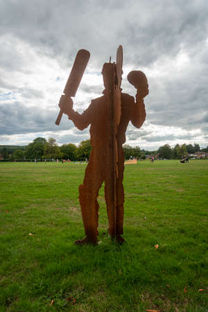 Rusty metal war memorial on Godstone Green in the village of Godstone, Surrey, UKの写真素材
