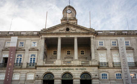 Facade of the Bolsa Palace in the city of Porto, Portugalのeditorial素材
