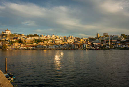View of the River Douro and Vila Nova de Giai from Ribeira, Porto, Portugalのeditorial素材
