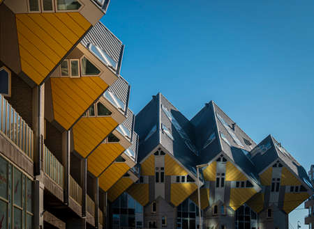 Kubuswoningen, or Cube houses in Rotterdam, Netherlands. Innovative houses designed by architect Piet Blom.の写真素材