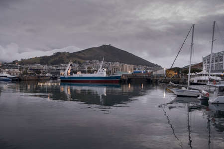 Cape Town, South Africa, August 2018 - Victoria and Alfred Waterfront at dusk, Cape Town, South Africaのeditorial素材