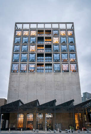 Modern building at Victoria and Alfred Waterfront at dusk, Cape Town, South Africa
