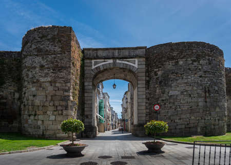 Stone gateway in the city walls in the city of Lugo, Spainのeditorial素材