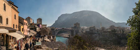 Mostar, Bosnia & Herzegovina, March 2022 - Panorama cityscape of the city of Mostar, Bosnia & Herzegovinaのeditorial素材