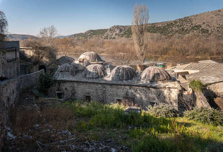 Domed roof of the madrasa in the village of Pocitelj in the Capljina municipality in Bosnia and Herzegovinaの写真素材