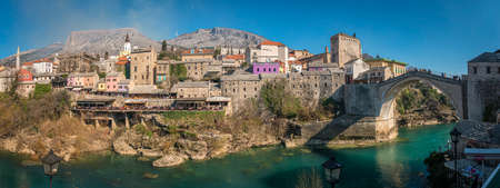 Mostar, Bosnia & Herzegovina, March 2022 - Panorama of the city of Mostar, Bosnia & Herzegovinaのeditorial素材