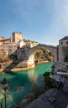 Mostar, Bosnia & Herzegovina, March 2022 - The Old Bridge in the city of Mostar, Bosnia & Herzegovinaのeditorial素材