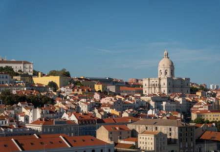 Cityscape view of buildings and church in Lisbon, Portugalのeditorial素材