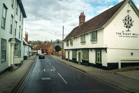 Street view of the High Street in the ancient town of Saffron Walden, Essex, UK
