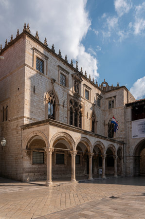 Ancient Sponza Palace in the Old City of Dubrovnik, Croatiaのeditorial素材