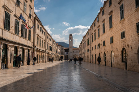 Main Street in the Old City of Dubrovnik, Croatiaのeditorial素材