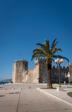 Kamerlengo Castle on the Promenade in the Old City Trogir, Croatiaのeditorial素材