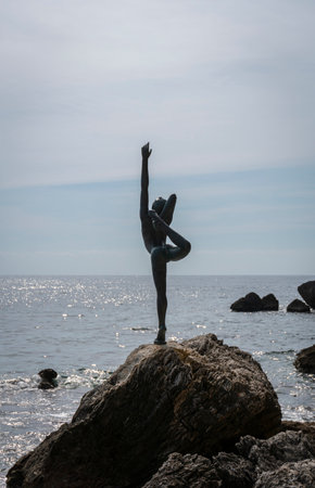 sculpture Ballerina Dancer of Budva by artist Gradimir Alexits, in the old town of Budva, Montenegroのeditorial素材