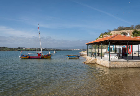Portuguese fishing boat in the town of Alvor, Algarve, Portugalのeditorial素材