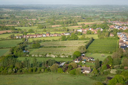Aerial view of the Kent countryside, UKの写真素材