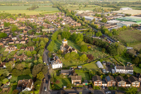 Aerial view of the villge of Marden, Kent, UKの写真素材