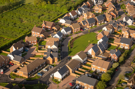 Aerial view of the villge of Marden, Kent, UK