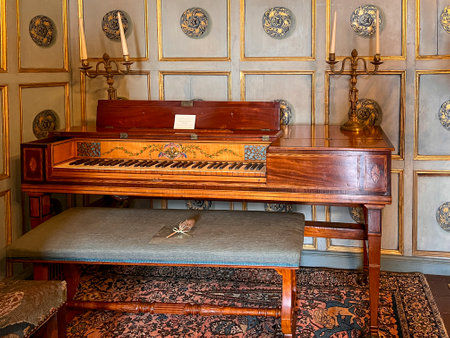 A rare 5Â½-octave square piano made in Dublin by William Southwell in 1784. This piano at Croft Castle in Yarpole, Herefordshireのeditorial素材
