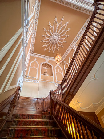 Interior staircase of Croft Castle in Yarpole, Herefordshire, UKのeditorial素材