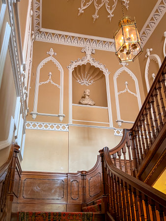Interior staircase of Croft Castle in Yarpole, Herefordshire, UKのeditorial素材