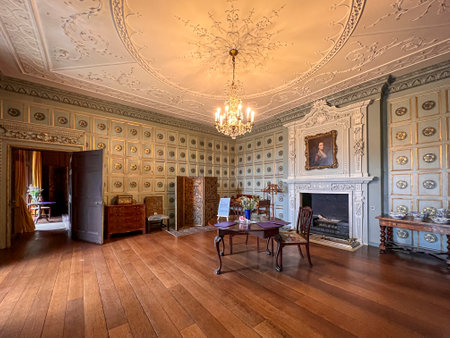 The blue room in Croft Castle in Yarpole, Herefordshire, UKのeditorial素材