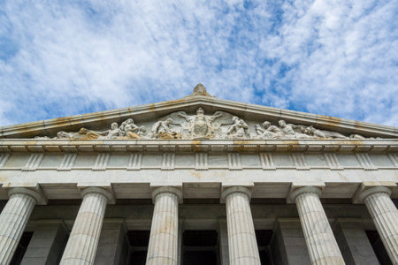 Detail of the Shrine of Remembrance war memorial in Melbourne, Victoria, Australiaの写真素材