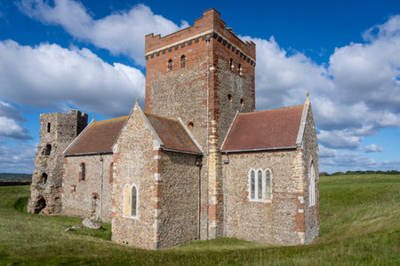 Saint Mary in Castro, a  Saxon flint church in Dover, Kent, UKの写真素材