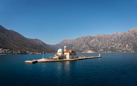 Our Lady of the Rocks Island, Perast, Bay of Kotor, Montenegroの写真素材