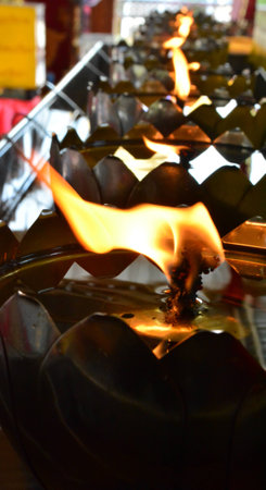 Lamp with candle At that point, the images in the templesの写真素材