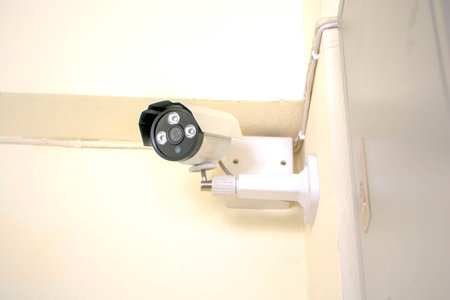 CCTV cameras inside the building wall.CCTV cameras inside the building wall.