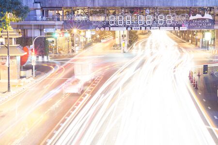 Long blurred lights on city streets.のeditorial素材