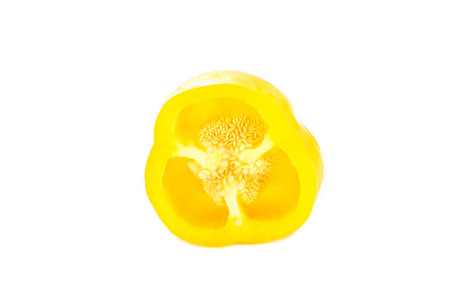 Fresh vegetables Three sweet Red, Yellow, Green Peppers isolated on white backgroundの写真素材