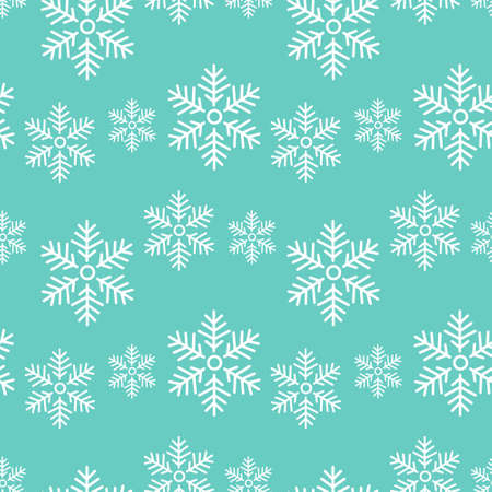white snowflakes on a blue background vector illustration seamless pattern.のイラスト素材