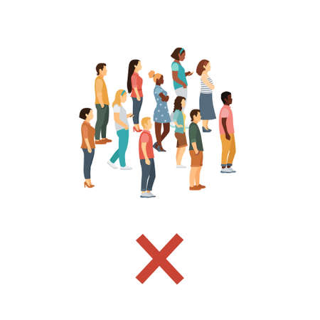 Crowd of people no distance. flat vector illustration.