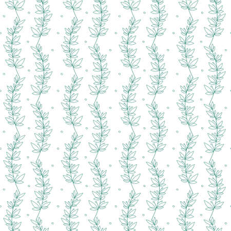 thin twigs with leaves and circles seamless patternのイラスト素材