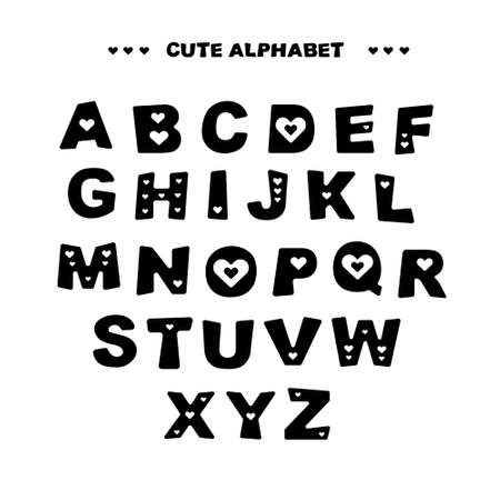 cute alphabet for titles with heartsのイラスト素材