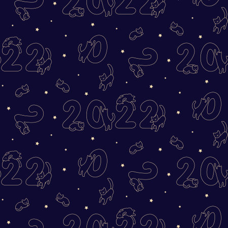 2022 new year seamless pattern space catsのイラスト素材