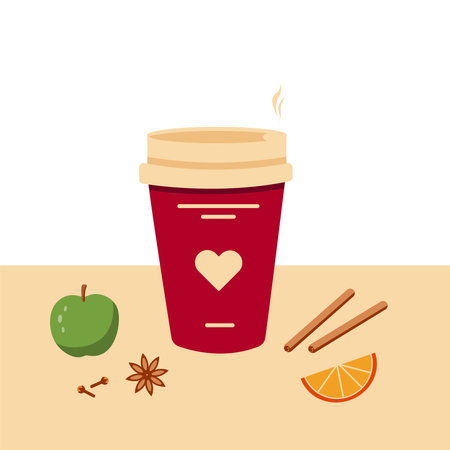 mulled wine in a glass to goのイラスト素材
