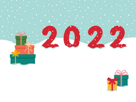 snow background with christmas gifts 2022のイラスト素材